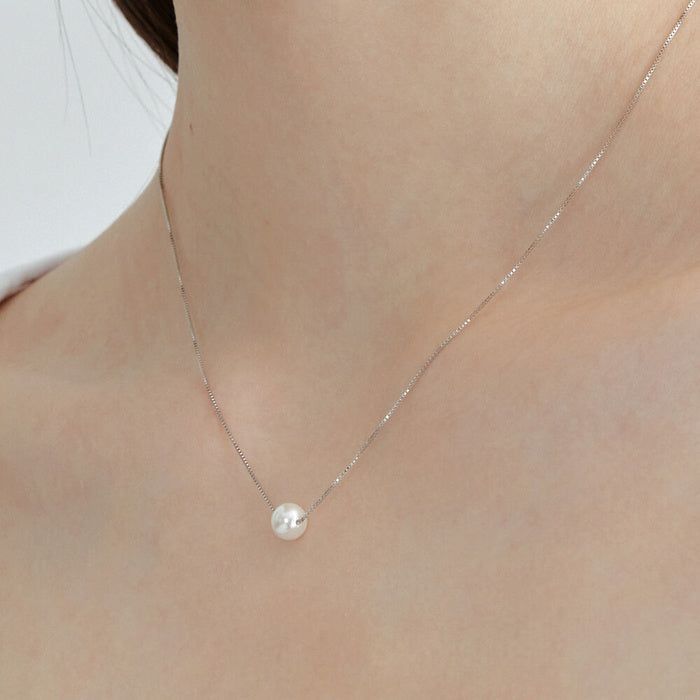 [925 SILVER] Bright Pearl Necklace B