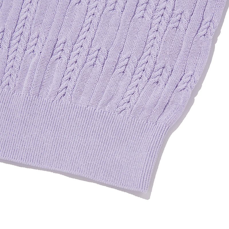SMALL CHERRY CABLE CROP SHORT SLEEVE KNIT [LAVENDER]