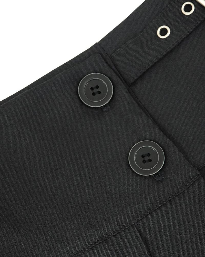 Buckle Pleated Mini Skirt Black