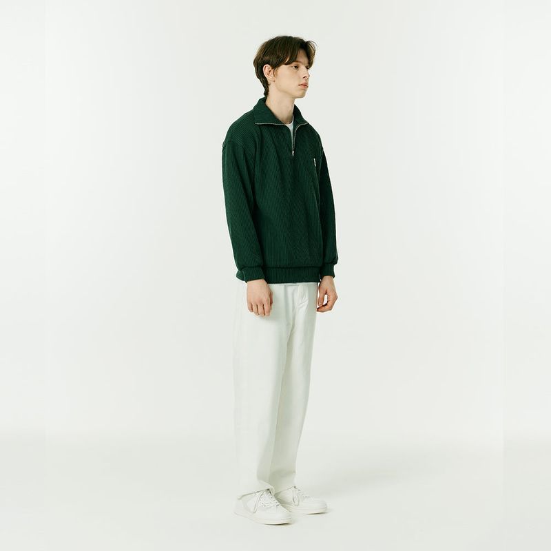 HALF ZIP UP KNIT SWEATSHIRTS GREEN