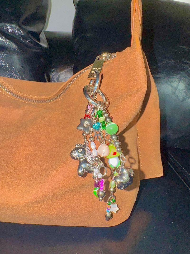 Punk pink horse keychain
