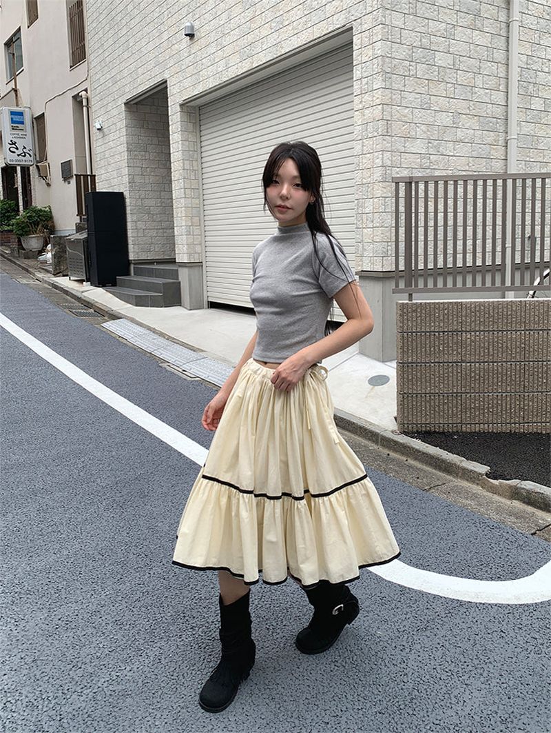 TAPE FLARE RIBBON SKIRT (2C)