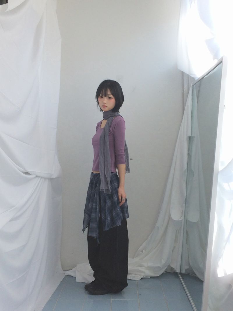 Misty Checkered Layered Skirt