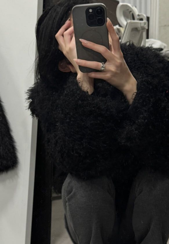 Chocolate Hairy Fur Jacket