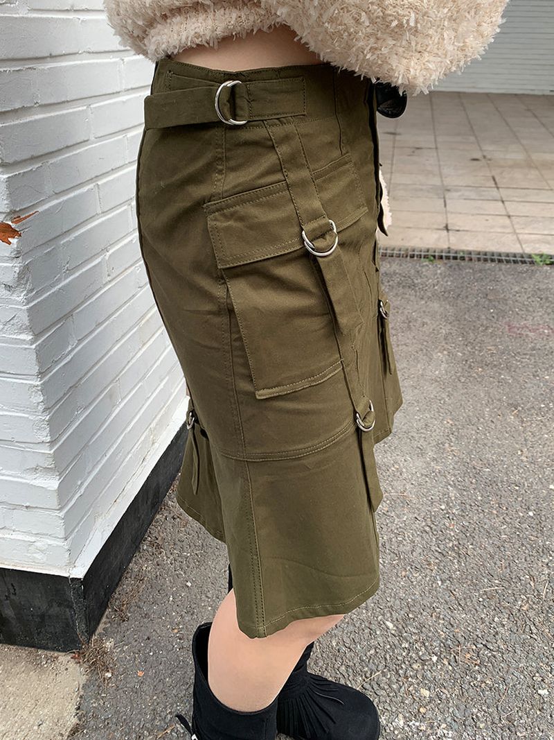 STRAP CARGO MIDI SKIRT (2C)