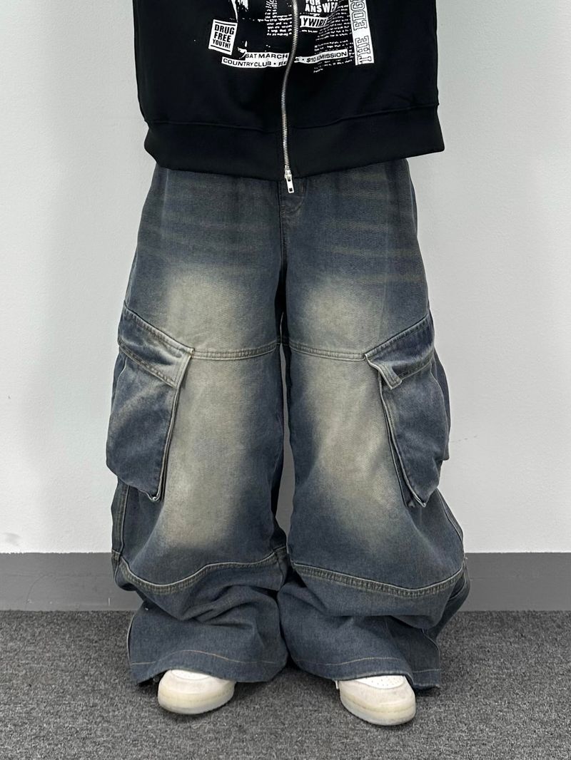 retro denim cargo pants