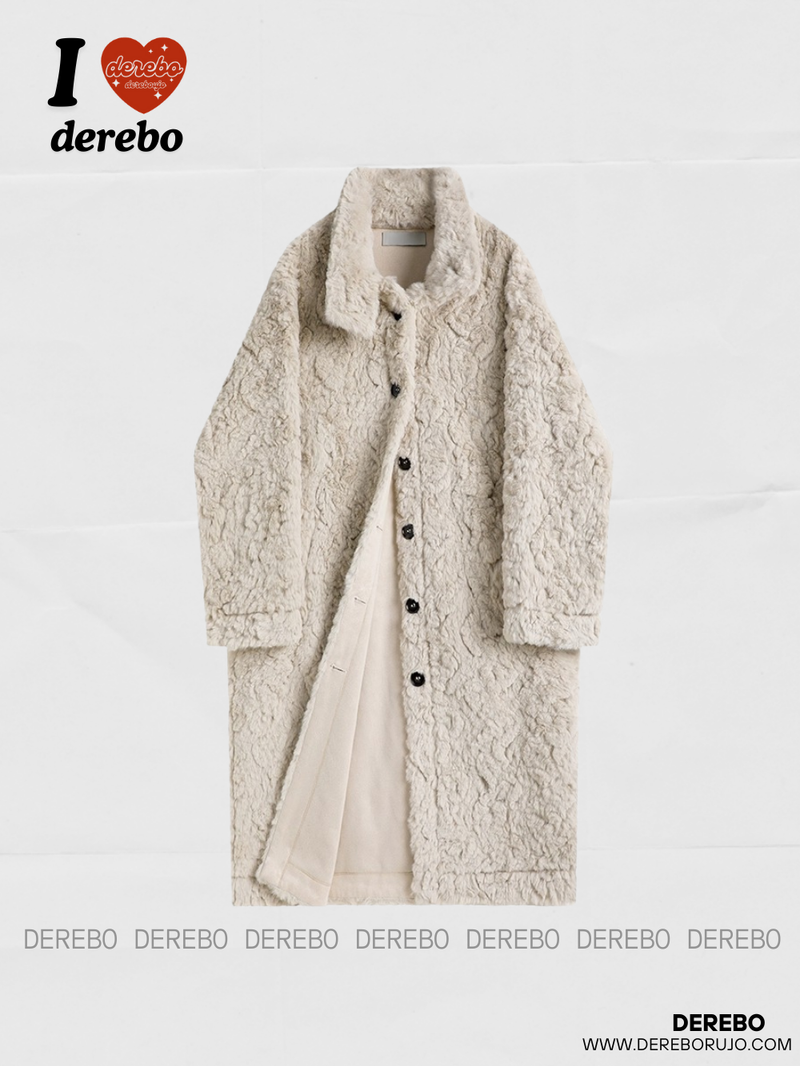 lambswool suede long fleece coat