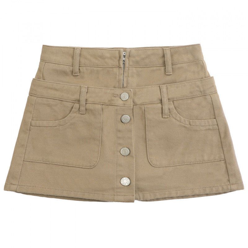 Double Waist Denim A-Line Mini Pants Skirt