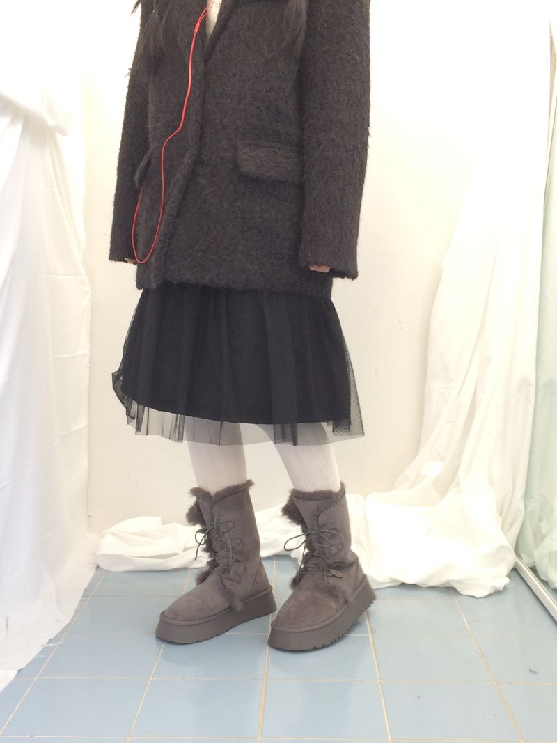 Suede Rabbit Fur Boots