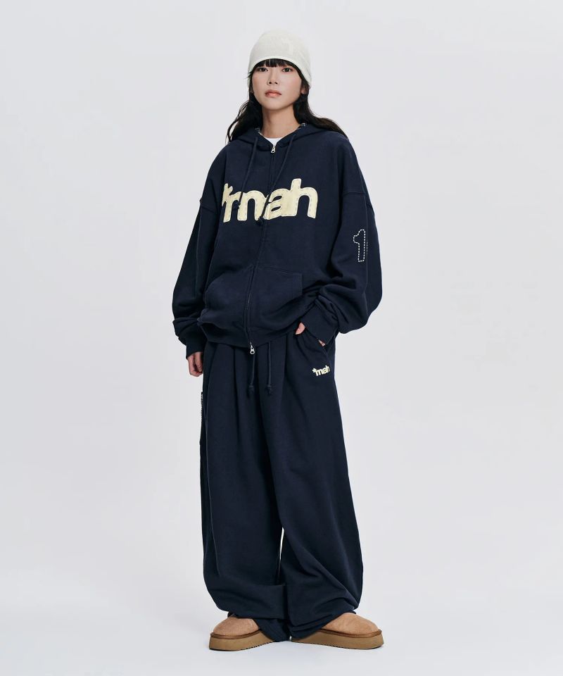 mahagrid（マハグリッド）の「mah LOGO CHECK ZIP-UP HOODIE_NAVY（Tops）」