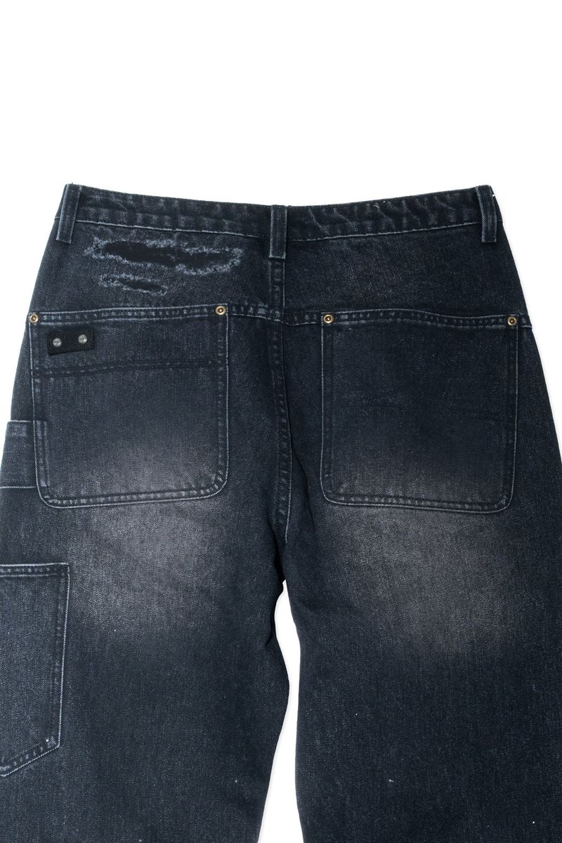 DESTROYED DOUBLE KNEE CARPENTER DENIM (BLACK)
