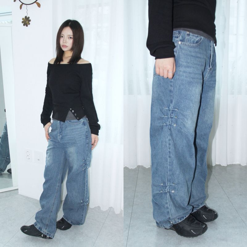 aoyu（アオユ）の「Stud Side Pintuck Wide Pants (2colors)（Pants）」