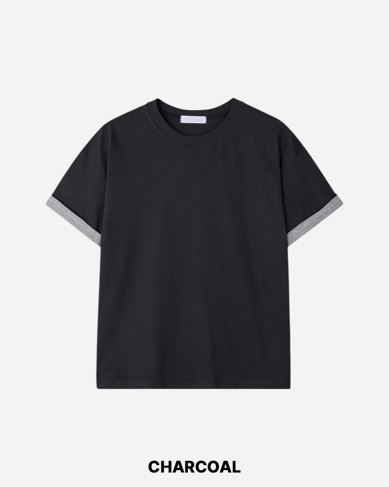 Duet Crop Roll-up Short Sleeve T