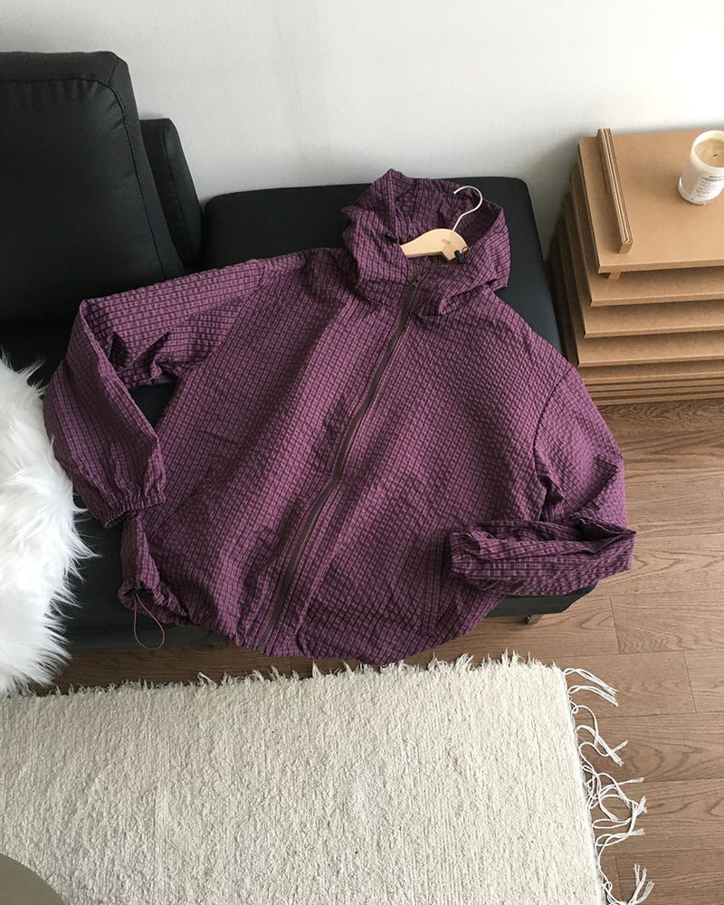 Burnt Check Hood Windbreaker