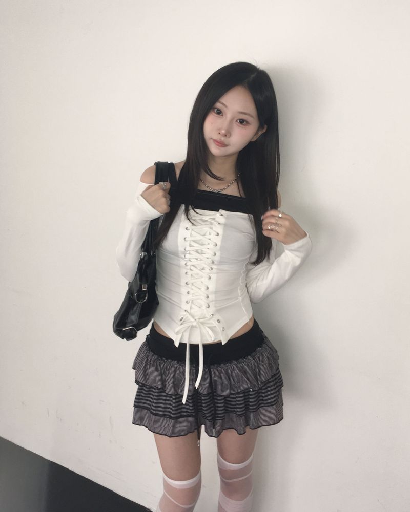 Stripe firll cancan skirt