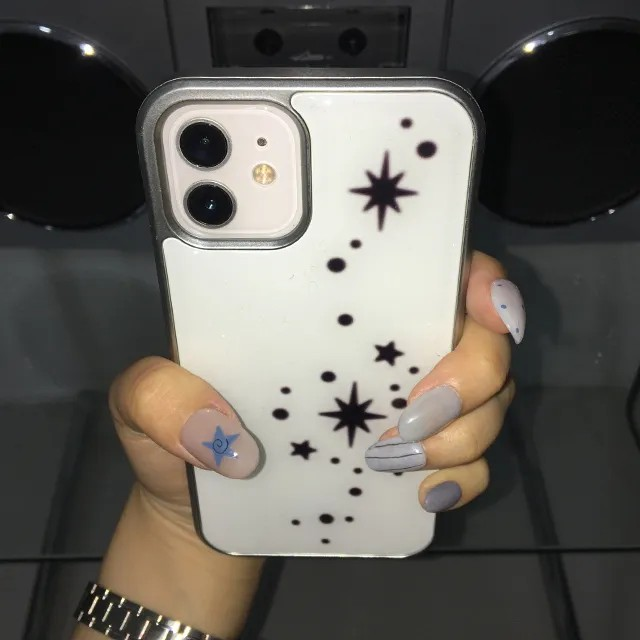 Light and stars in black silver epoxy case