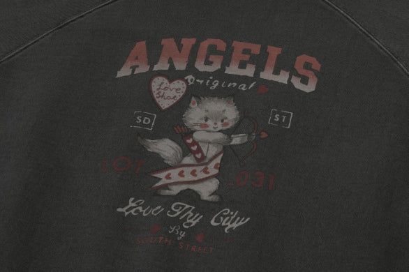 Cupid Cat Raglan Pigment Sweatshirt