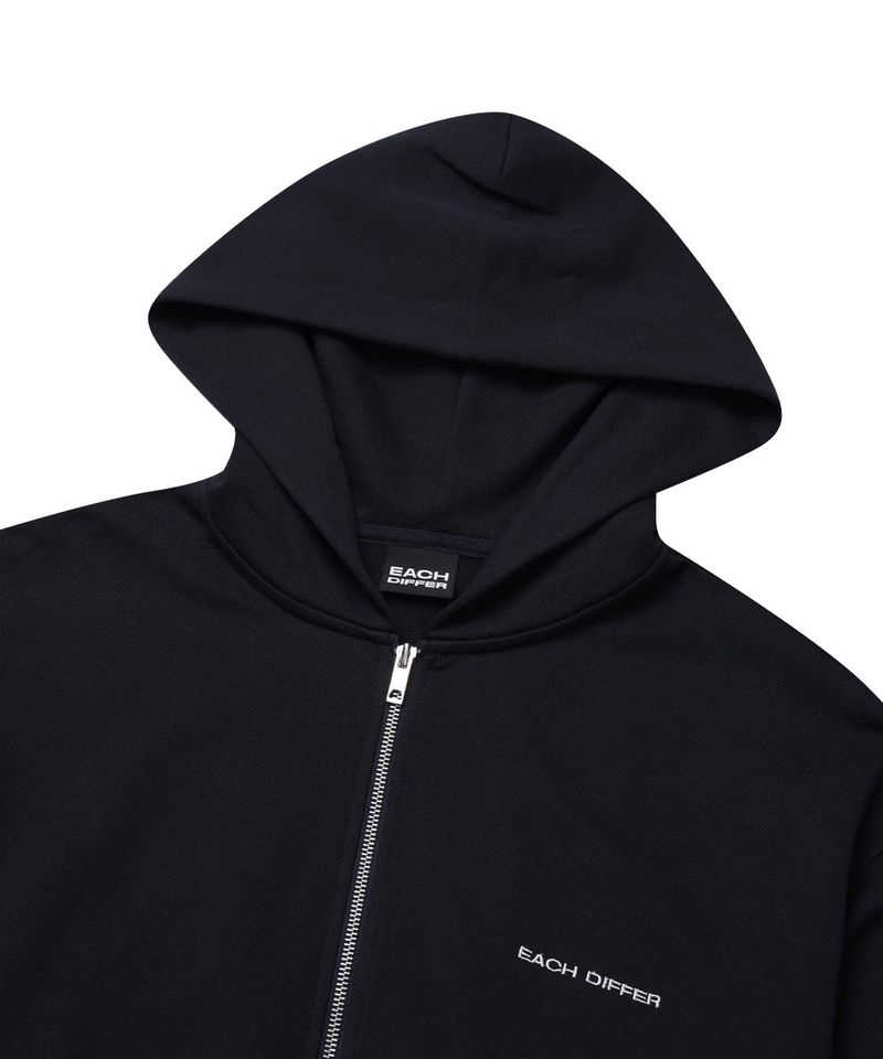 HAIF-ZIP HOODIE (CROP)_NAVY
