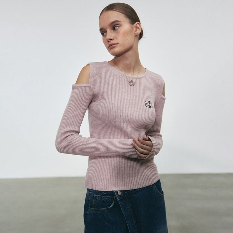 RUNWAY SHOULDER RIBBED KNIT_BLACK