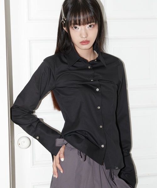 ZIZEMUSEUM（ジゼミュージアム）の「SLIM LINE CUFFS SHIRTS (BLACK)（Tops）」