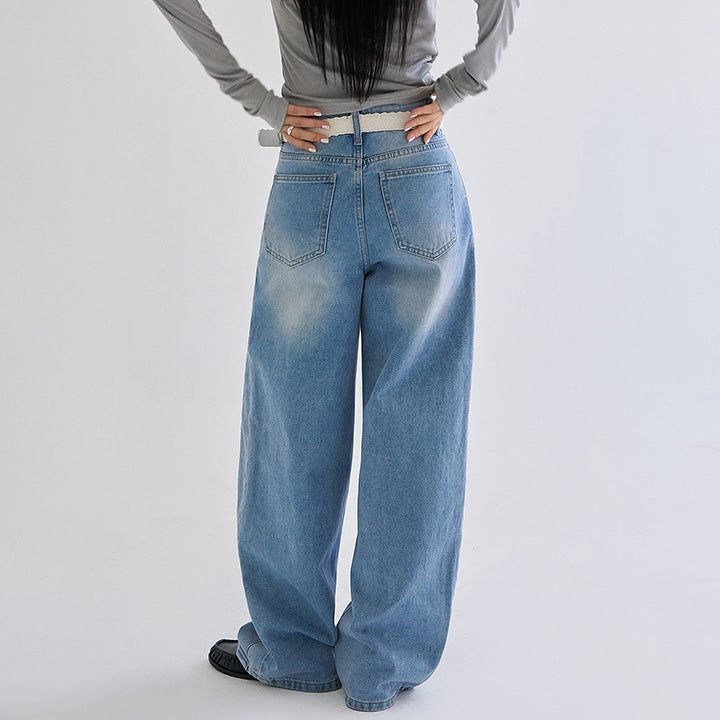 [made/4size] Keshi Pintuck Panel Wide Denim Pants -4color