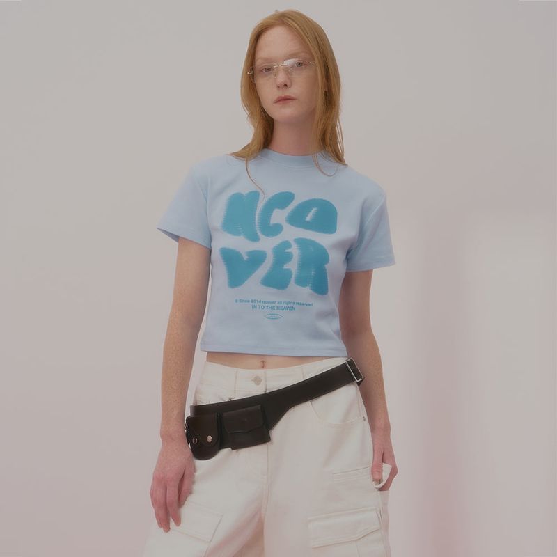 NCOVER(エンカバー)の「POINTAGE LOGO CROP TSHIRT-SKY BLUE(Tops)」
