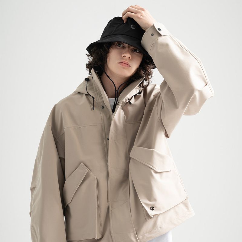3 Layer Hard Shell Short-Jacket - BEIGE