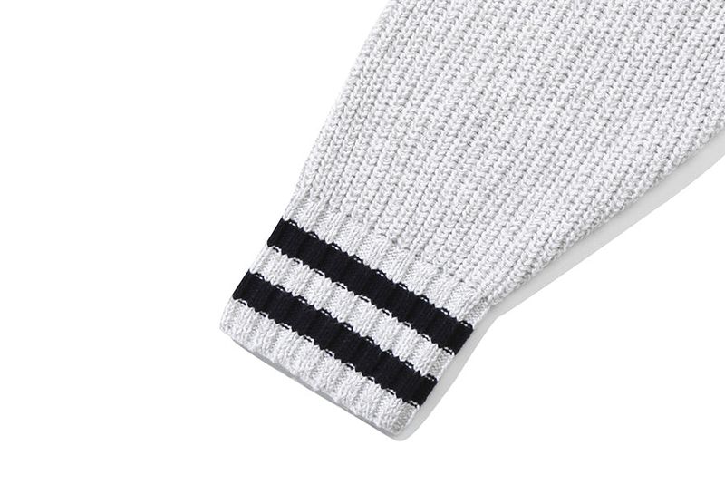 HEAVY GAUGE KNIT ZIP UP_LIGHT GREY