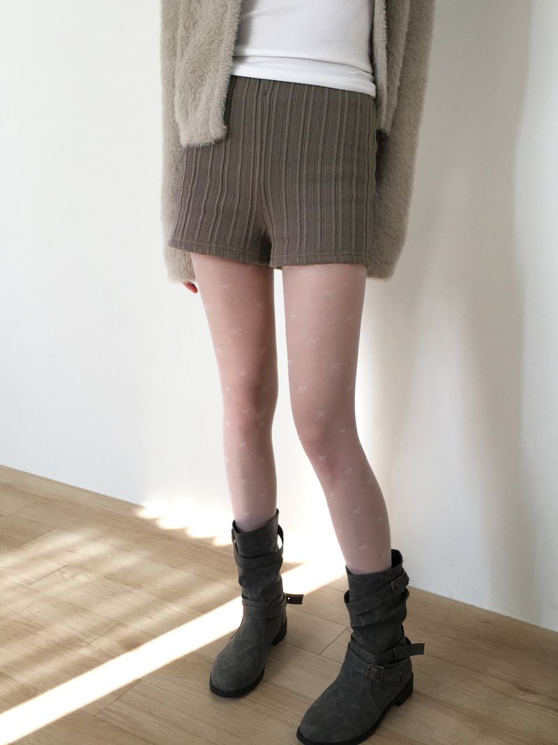 [Brushed lining] syoota ribbed short knit pants