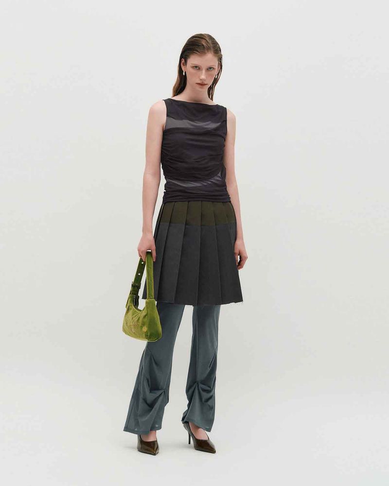 Mesh Layered Sleeveless _ BLACK