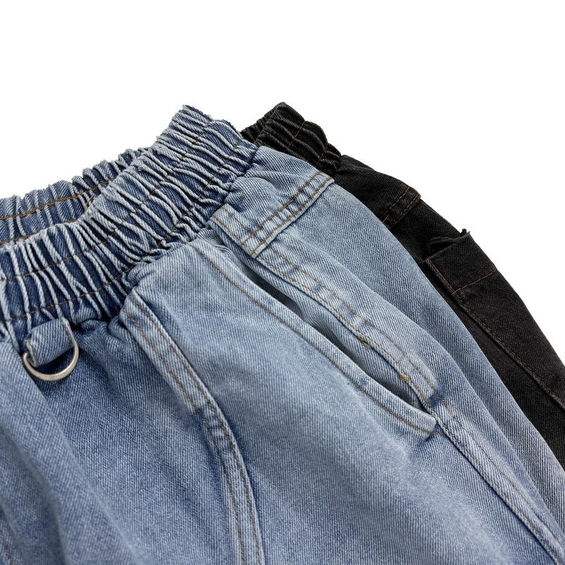 motif pintuck denim pants