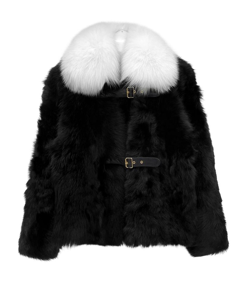 Fox collar fur coat