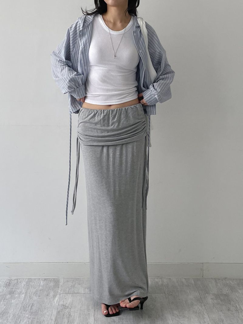 Shirred Layered Long Skirt
