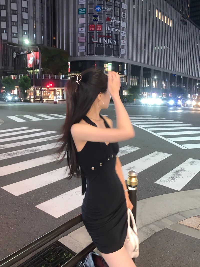 After Eyelet Halter Shirring Mini Dress 