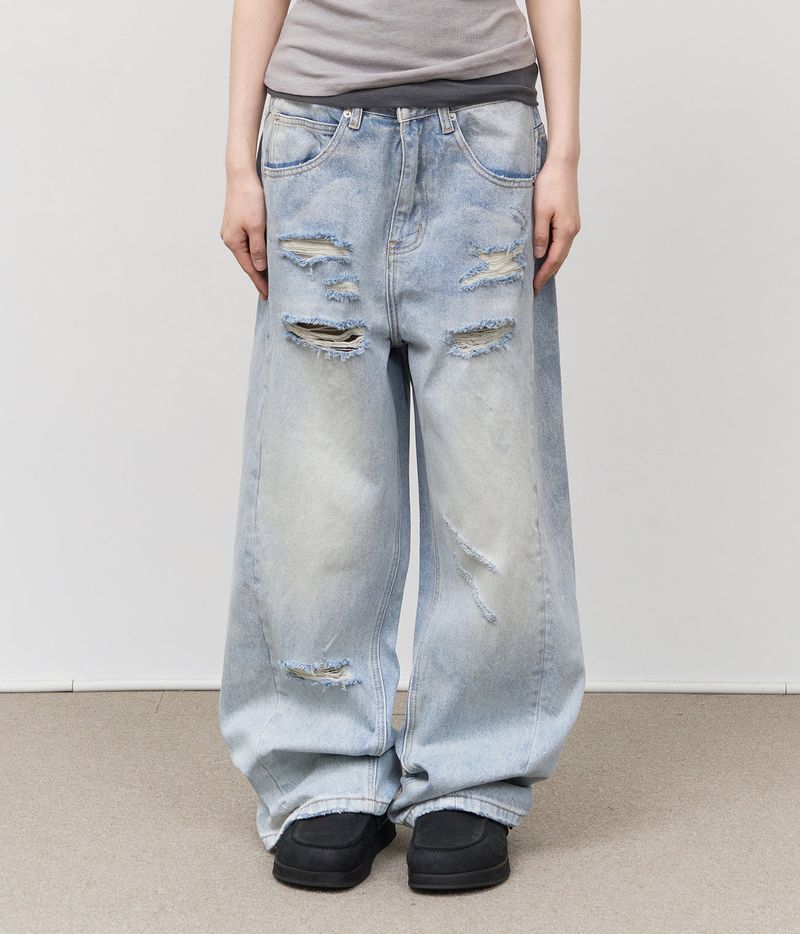 HIFIFNK(ハイファイファンク)の「Hold Damage Wide Denim(Pants)」