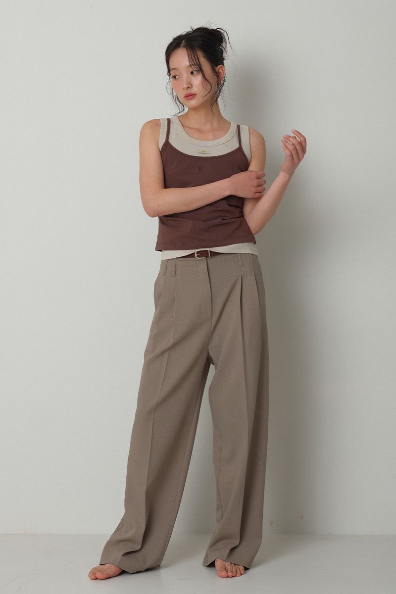 Twill Fintuck Slacks_Beige