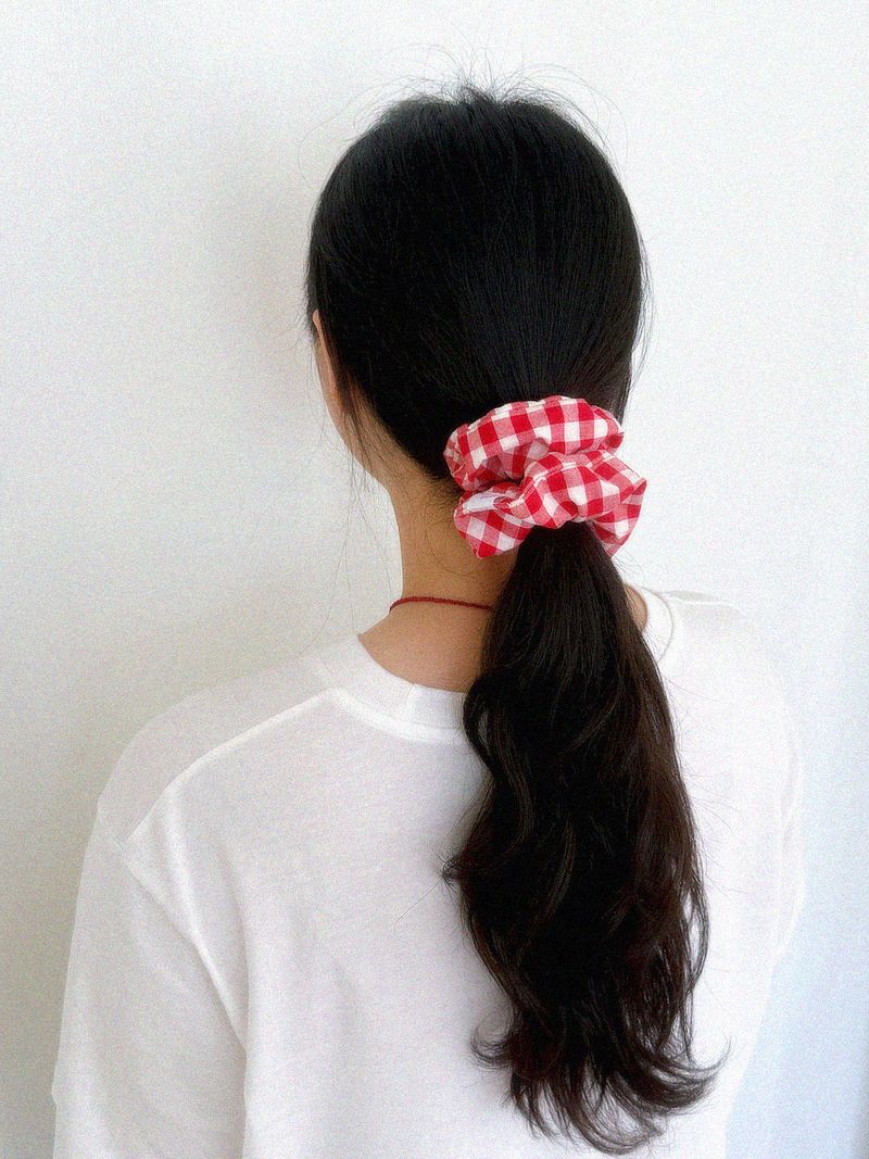 【MADE】Daily gingham check scurnch [RED, BLACK, PLUM]