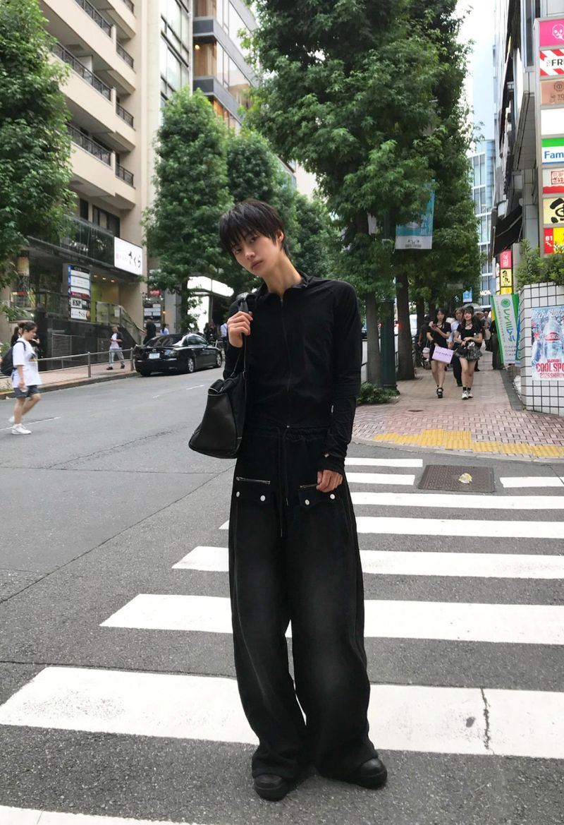ウォッシュド ポケット ジッパー スウェットパンツ
