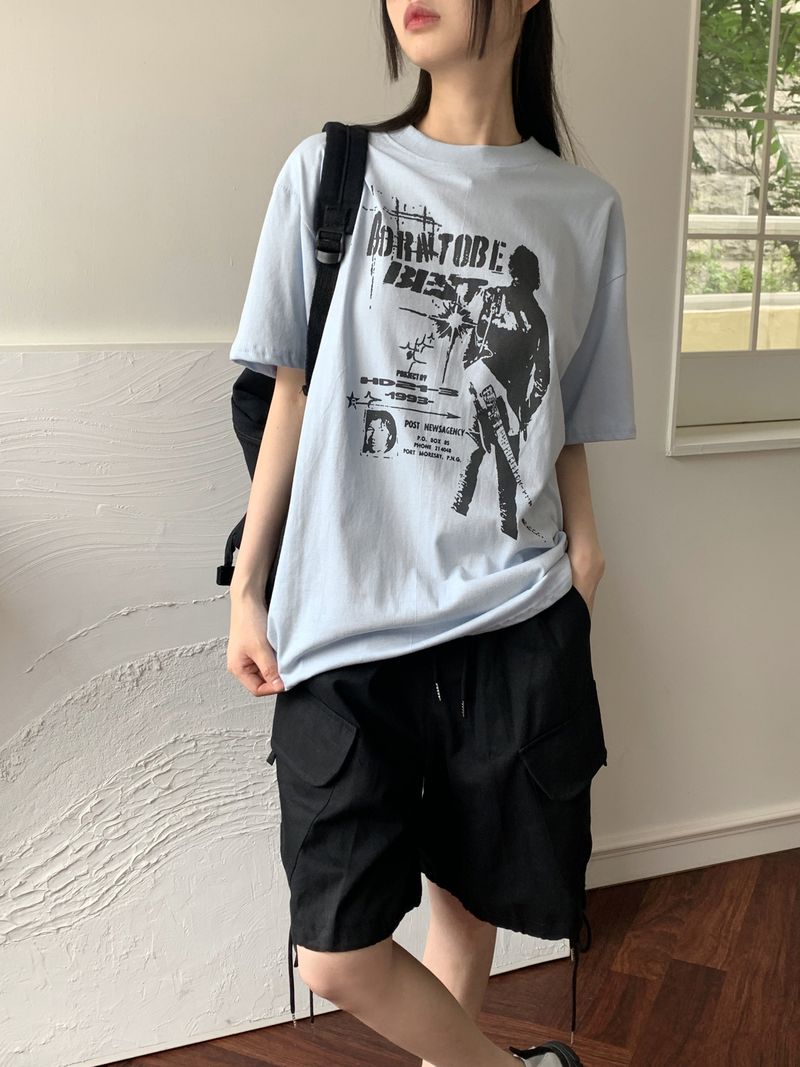 Bontu Summer Printed Overfit Short Sleeve T-Shirt
