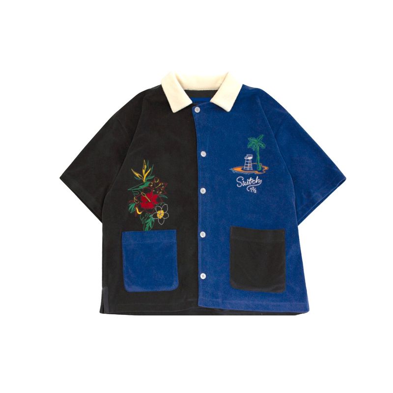 SWITCH123（スウィッチワンツースリー）の「EXOTIC TERRY OPEN COLLAR SHORT-SLEEVE SHIRTS (UNISEX)_SYS0BL01CG（Tops）」