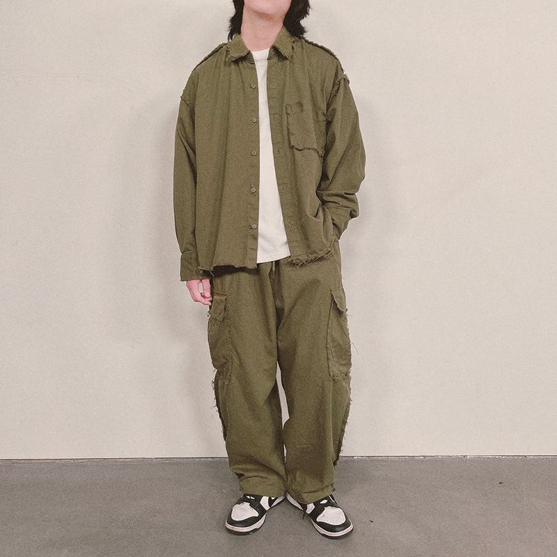 grunge plain shirt_khaki