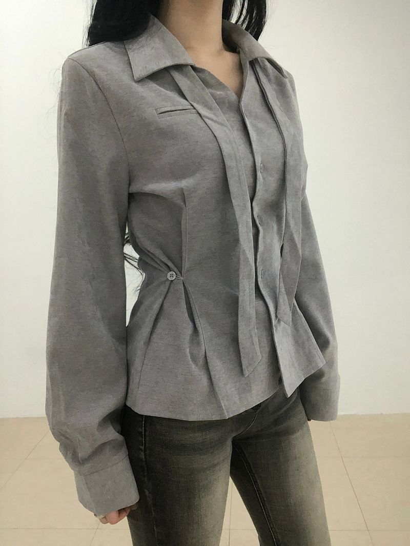 Dual Tie Pintuck Line Shirt