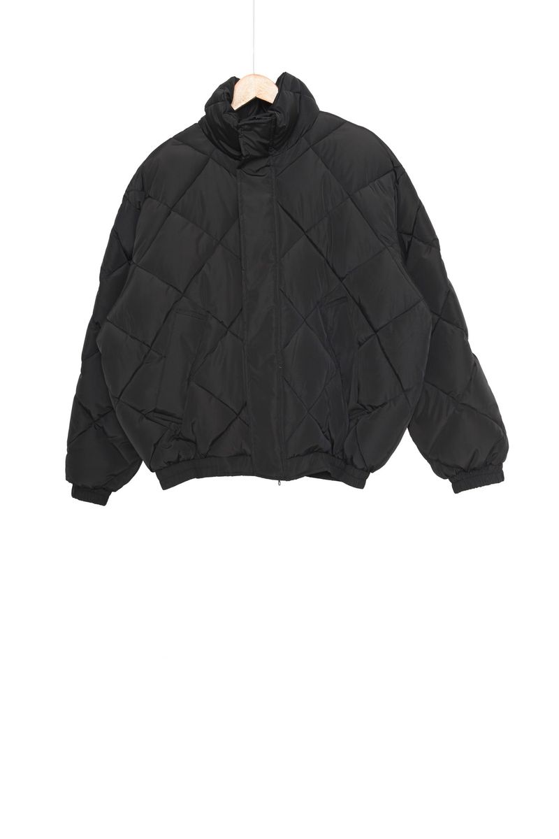 high-neck quilting padded jumper