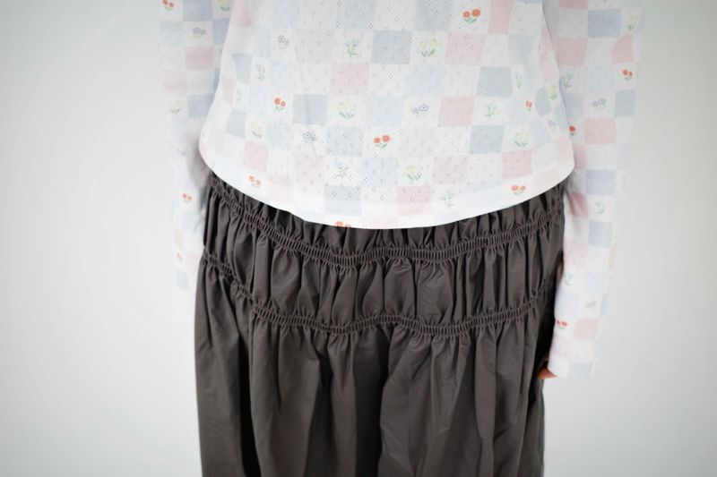Double Shirred Leather Skirt