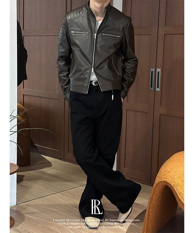 [LAURANTSEOUL] Biker crop leather jacket(2color)
