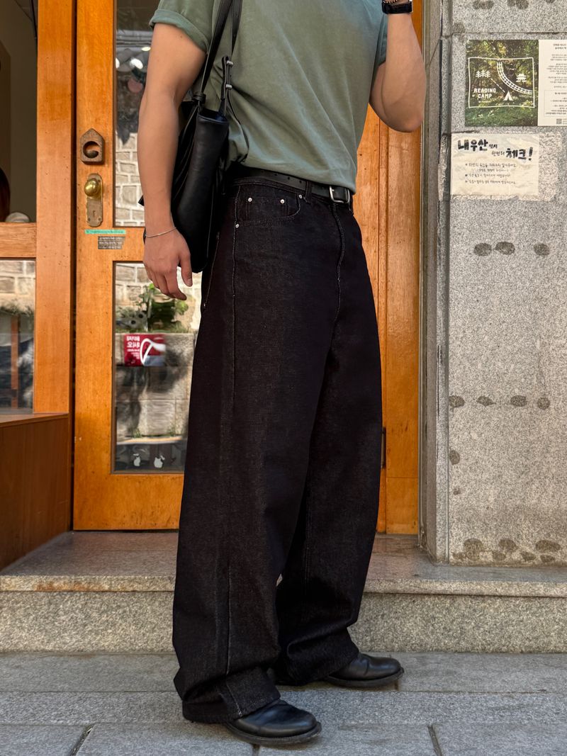 Nonfade pocket stitch denim pants