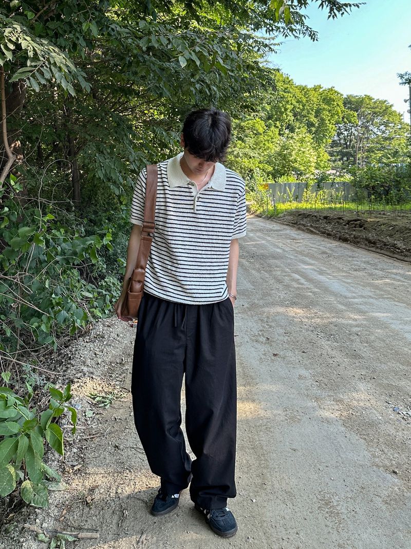 [Premium] Dail boucle stripe collar knit