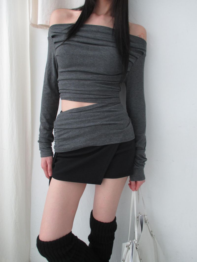 off-shoulder slit t
