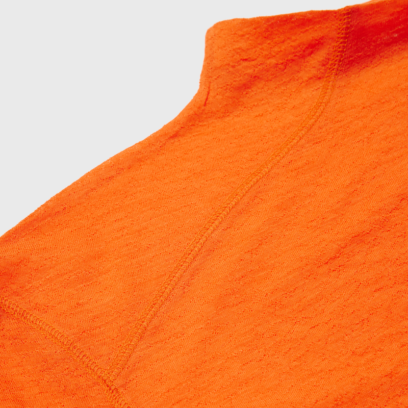 Unbalanced Stitch Turtleneck Tee Orange