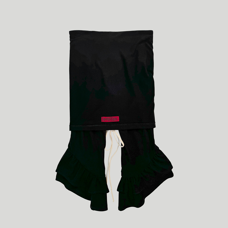 LACE-UP CONVERTIBLE JUMPSUIT: BLACK